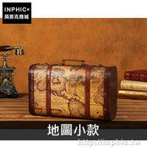 INPHIC-道具仿古木箱拍攝裝飾櫥窗收納箱皮箱木質歐式復古老式手提箱-地圖小款